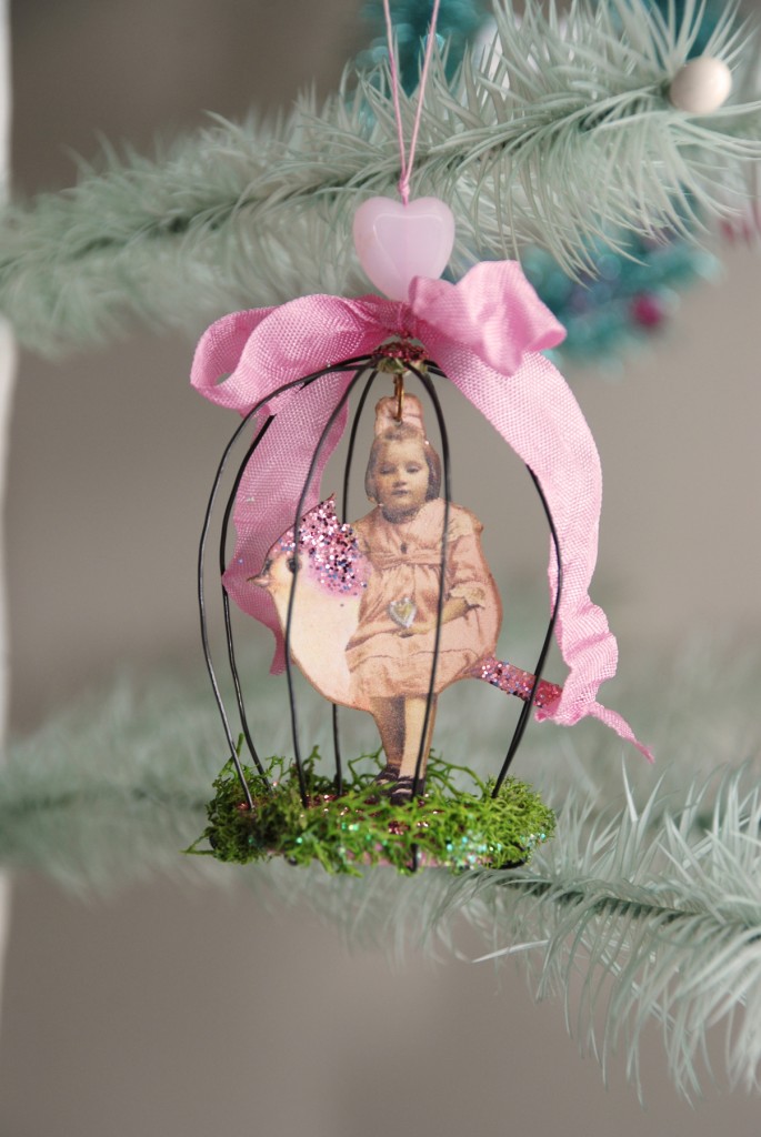 Bird Cage Vintage Valentine Ornament