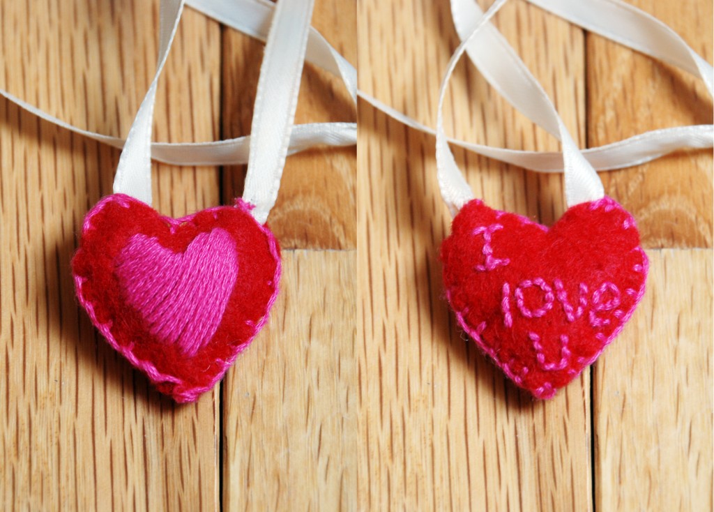 Embroidered Felt Necklace, I Love You Necklace, DIY Felt Necklace