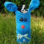 Finish up your animal sock cozy by adding any extra details. Then slide it over your favorite water bottle and fill with an icy cold drink!