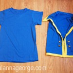 Lay your blue t-shirt out flat.