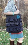 Purse Pattern, Ruffle Purse Pattern, Wool Purse, Purse, Tote Pattern, Large Purse Pattern, Ruffle Tote Pattern, Gray Purse, Handmade Flower Purse, DIY Purse, DIY Tote, DIY Ruffle Purse