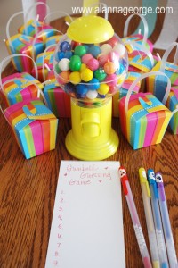 gumball game, gumball guessing game, party games, party game idea, rainbow party game